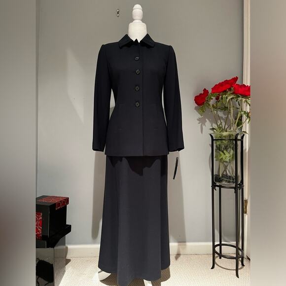 NEW Kasper Career Academia Wool Maxi Skirt Suit Longline Blazer Jacket 2/4P NWT - Picture 4 of 14